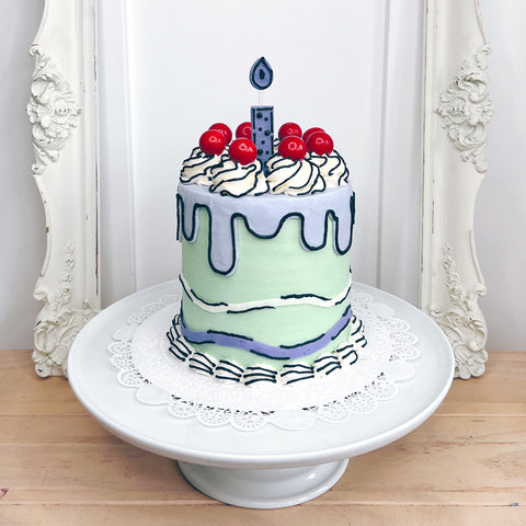 Comic Book Cake - Periwinkle/Green