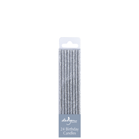 Glitter Candle Silver - Tall (24)