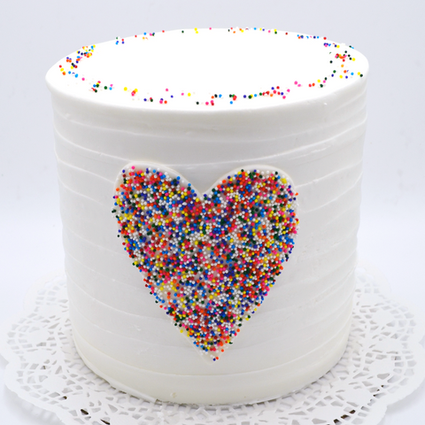 Tall Pointillism Heart Cake - Multicolored