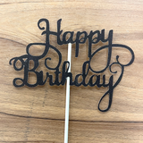 Cake Topper - Happy Birthday - Black