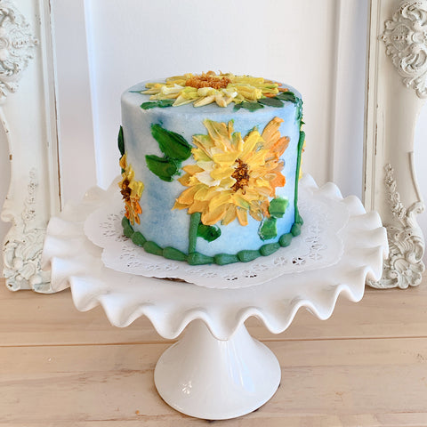 Cascading Sunflowers Wedding Cake