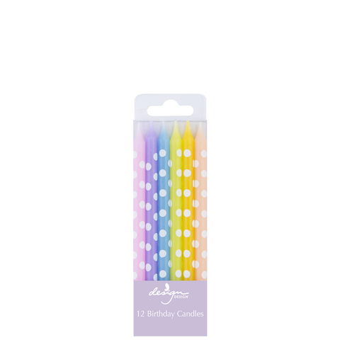 Pastel Dots Birthday Candles - Tall (12)