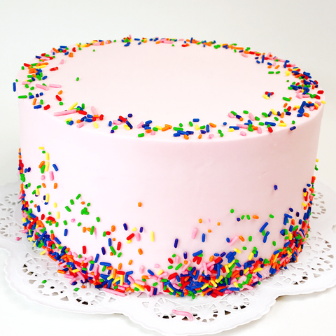 Round cake with Rosette Top Border and Sprinkles - Happy Birthday Topp –  Tiffany's Bakery
