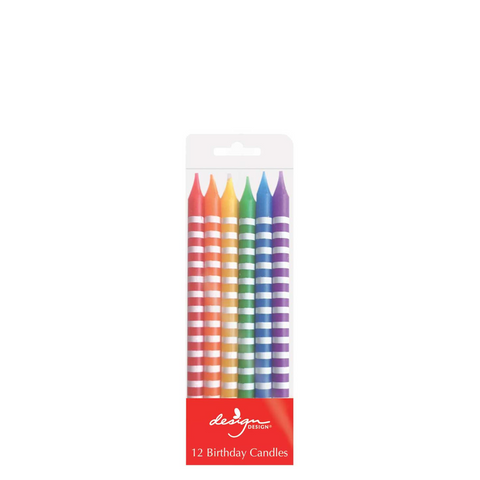 Primary Stripes Birthday Candles - Tall (12)